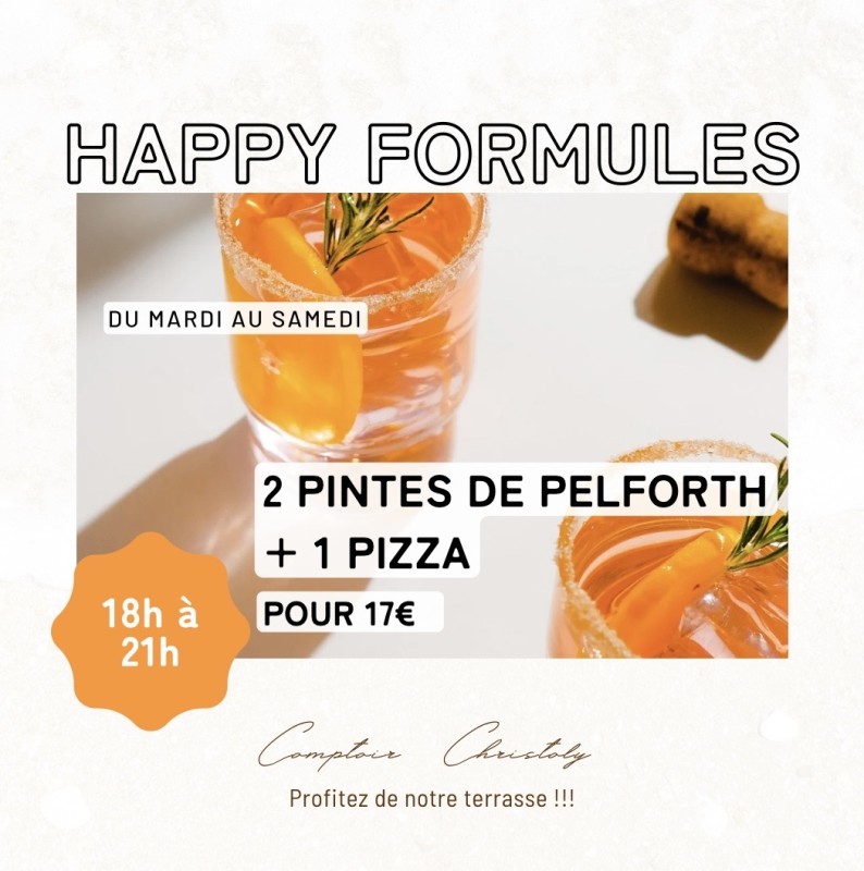 HAPPY PINTE : 1 pizza et 2 pintes de Pelforth