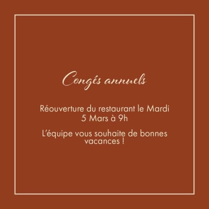 Congés annuels, réouverture le Mardi 5 Mars à 9h